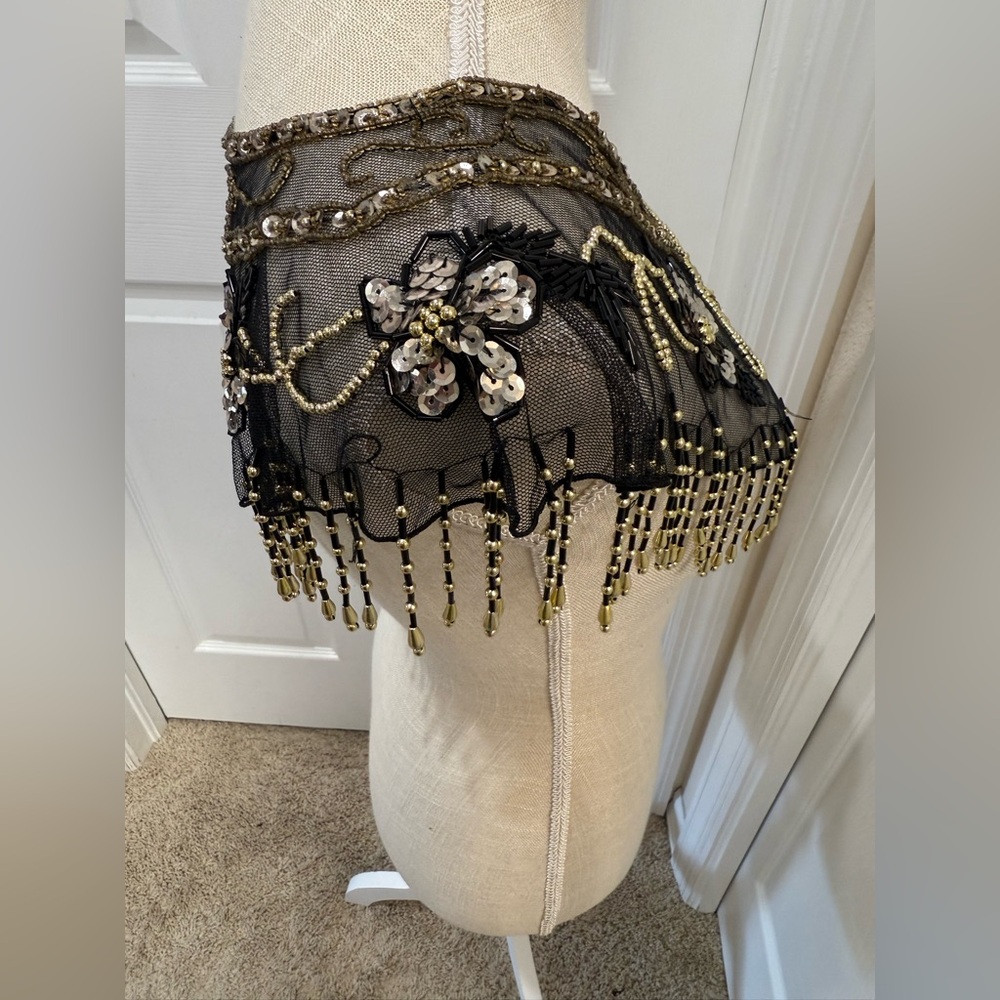 Vintage Beaded Mesh Capelet / Shawl Collar - Picture 7 of 15